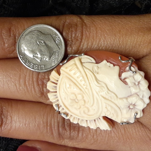 925 35mm Cornelian Hand Carved Cameo.  STUNNING.  FIRM. ITALY. - Picture 7 of 11